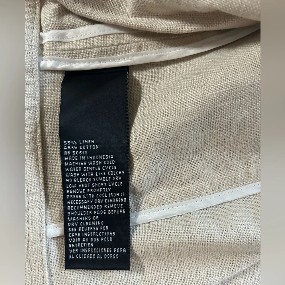 Kasper Safari Style Blazer Jacket Linen Blend Cream/Tan Size 10 - Picture 8 of 12